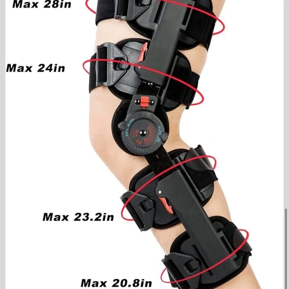 Adjustable Black Hinged Knee Brace with ROM Dial Support